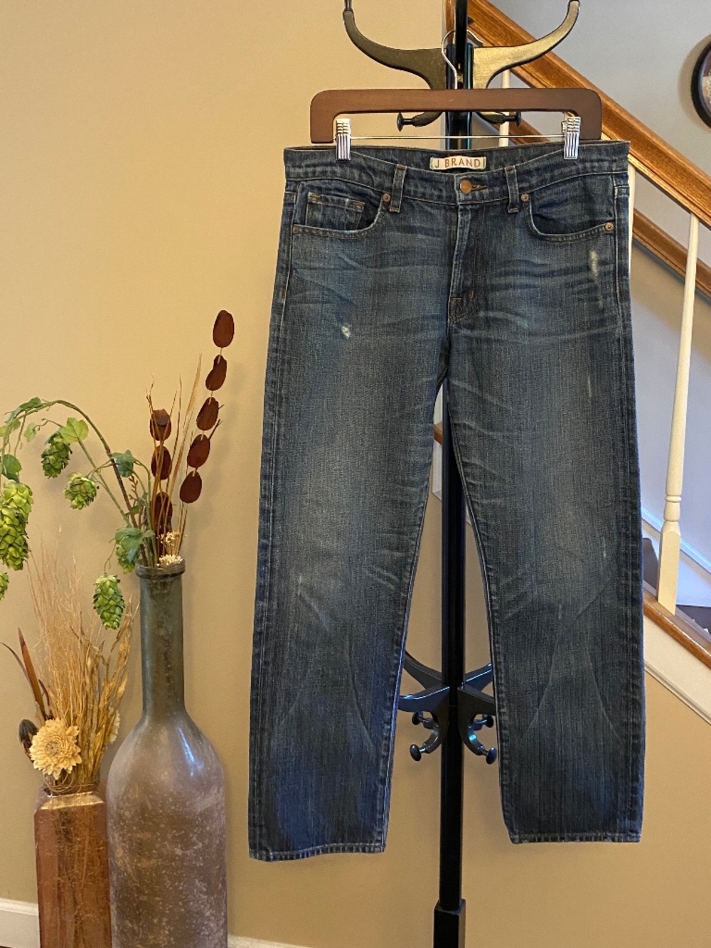 Vintage J Brand "Clyde" Distressed Cropped Straight Leg Y2K Jeans Size 27
